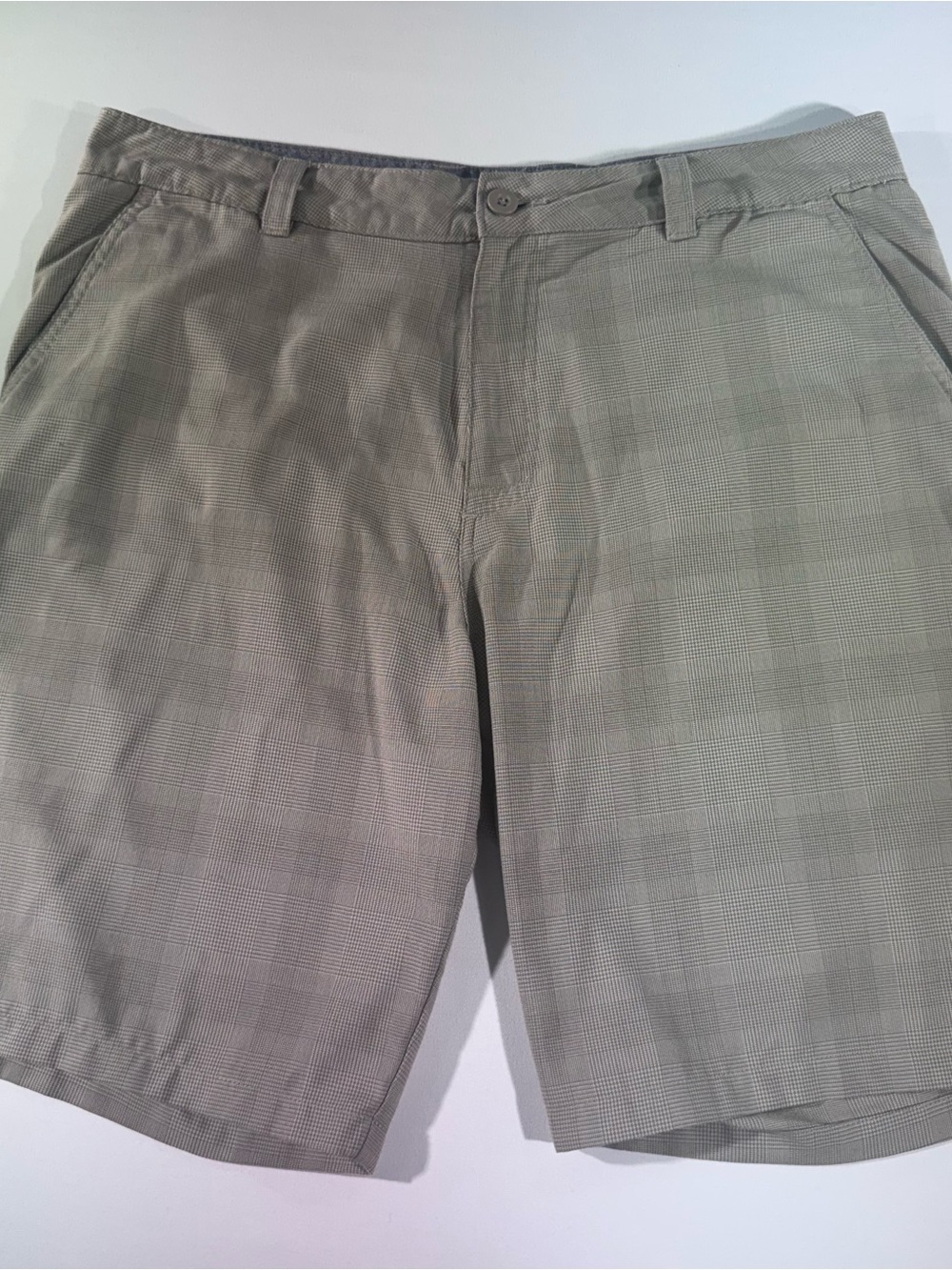 O'NEILL Men's Tan Plaid Woven Viscose Chino Shorts, Flat Front, Size 36W